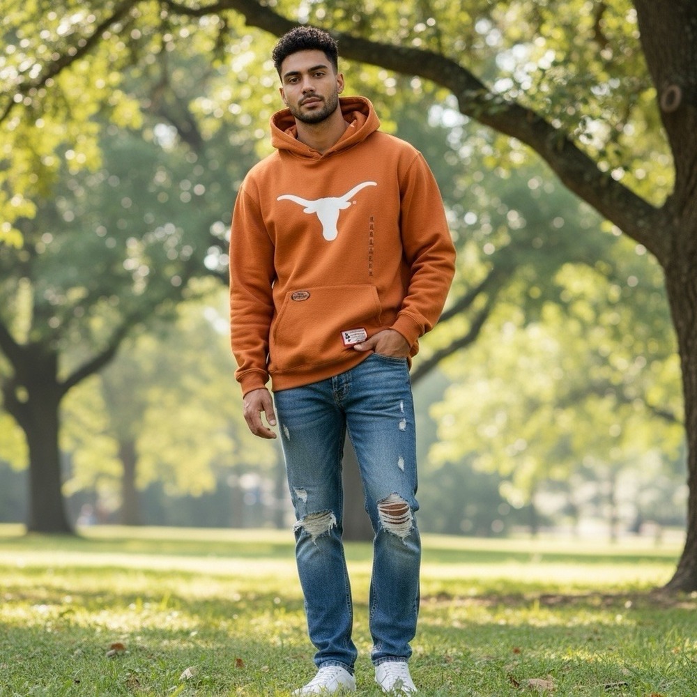 American Classic Sportswear Texas Longhorns Orange Hoodie Media Pocket Men's XL